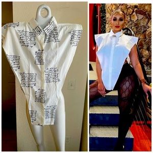 Trendy white letter  printed top , casual wear , club wear .